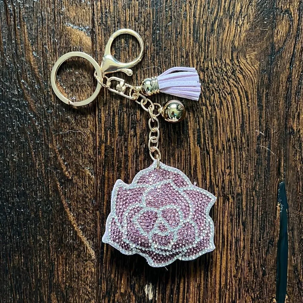 Sparkly Rose Keychain Bag Charm - New in packaging